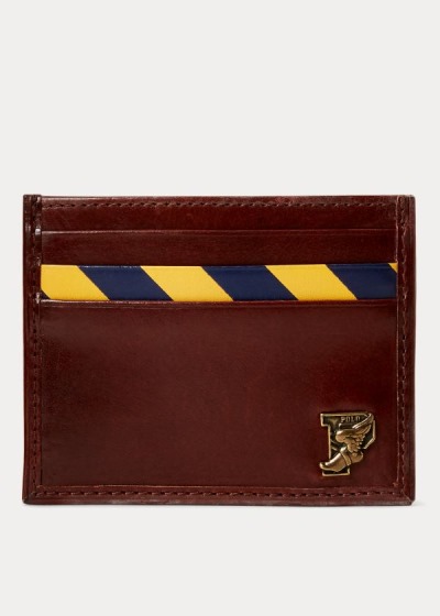 Men's Polo Ralph Lauren Repp-Stripe Leather Card Holder | 042871MRY